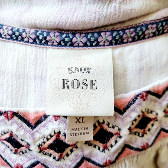 Knox Rose Square Neck Embroidered Boho Top - Picture 4 of 5